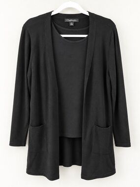 Chadwicks Women's Black Open-Front Sweater Cardigan (Twin set)